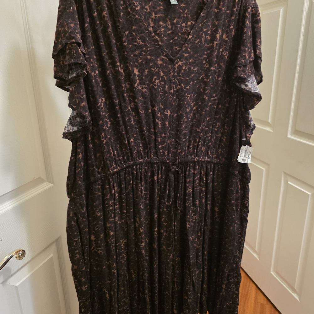 Elegant Black and Brown Leopard print Women's Dress